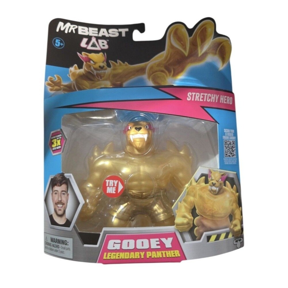 Mr Beast Lab Stretchy & Gooey Hero Legendary Panther 5" Figure Gold
